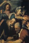 Christ Driving the Money Changers from the Temple Rembrandt